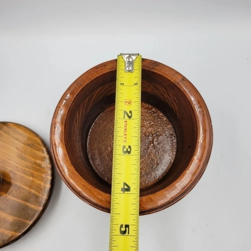 Vintage Wooden Lidded Canister Hand Crafted Kansas